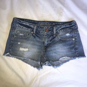 American Eagle Distressed Light Wash Denim Shorts
